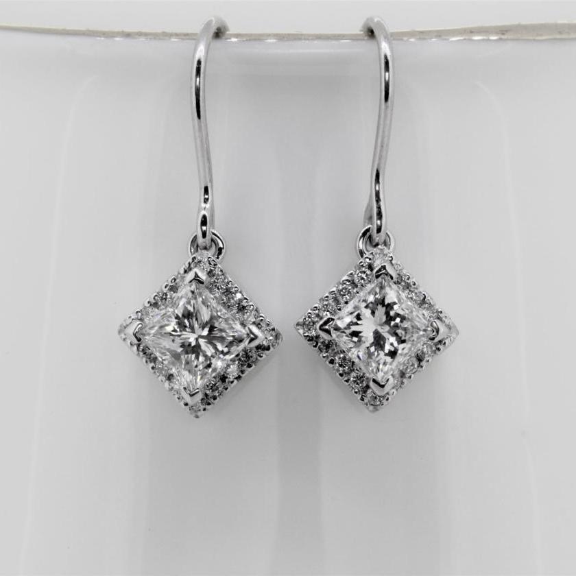 18ct White Gold Diamond Halo Earrings