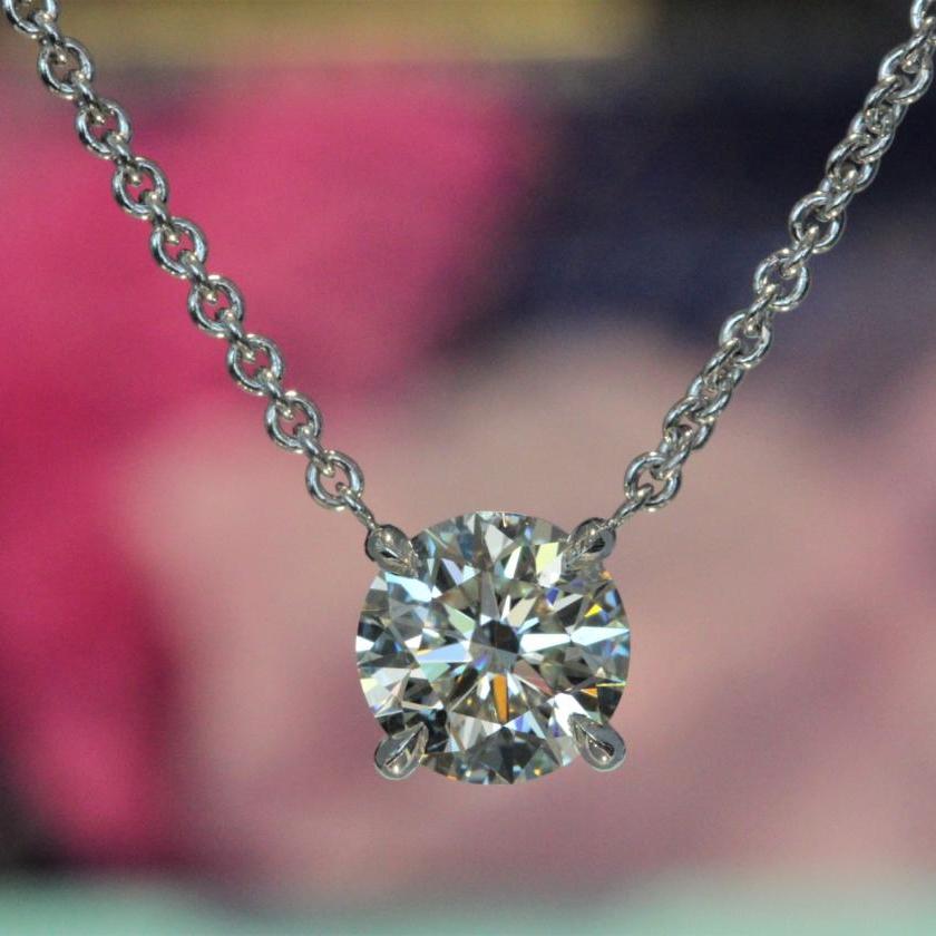 1/4 Carat Floating Round Diamond Solitaire Necklace in 14K White Gold | eBay