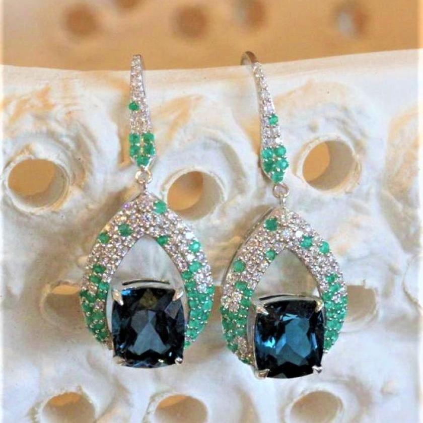 The Topaz & Emerald Spire Drop Earrings