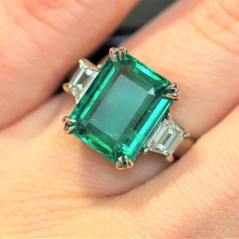 The Emerald & Diamond Three Stone Ring