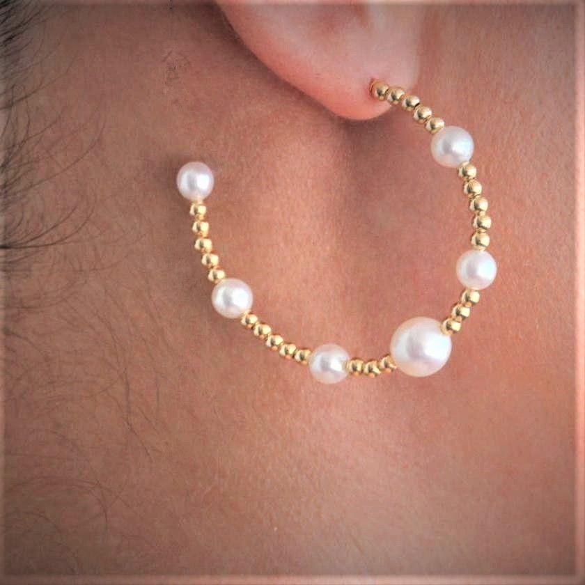 The Solstice Pearl Hoop Earring