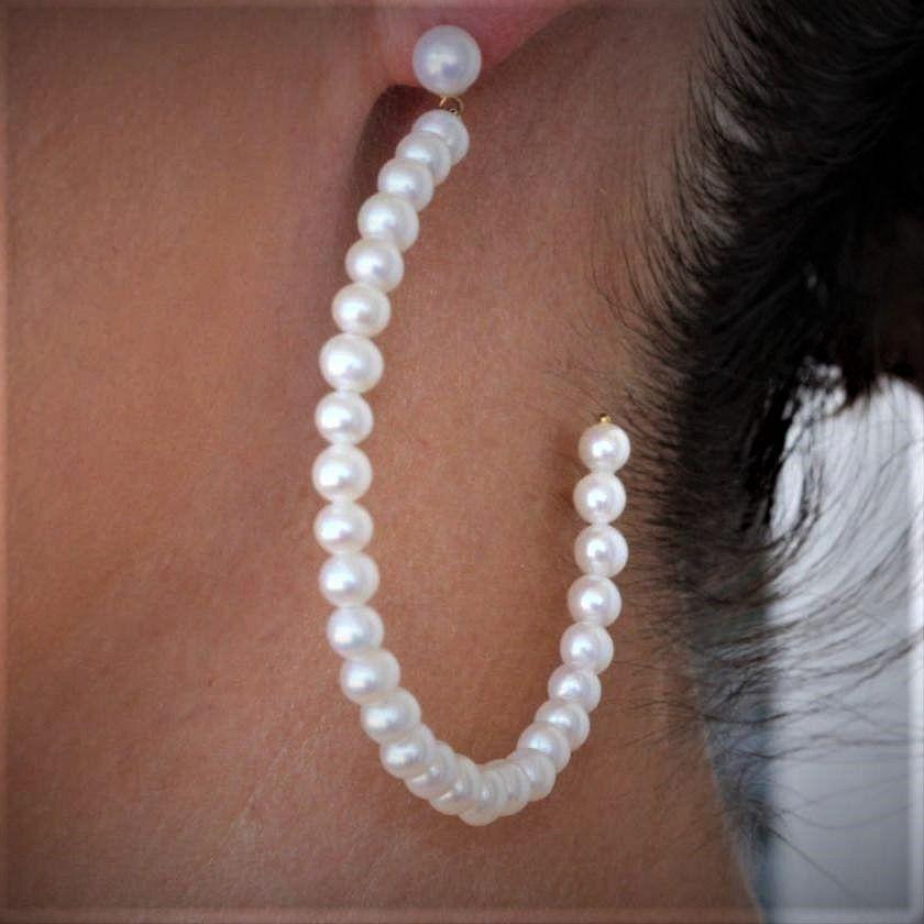 The Archer Pearl Hoop Earring