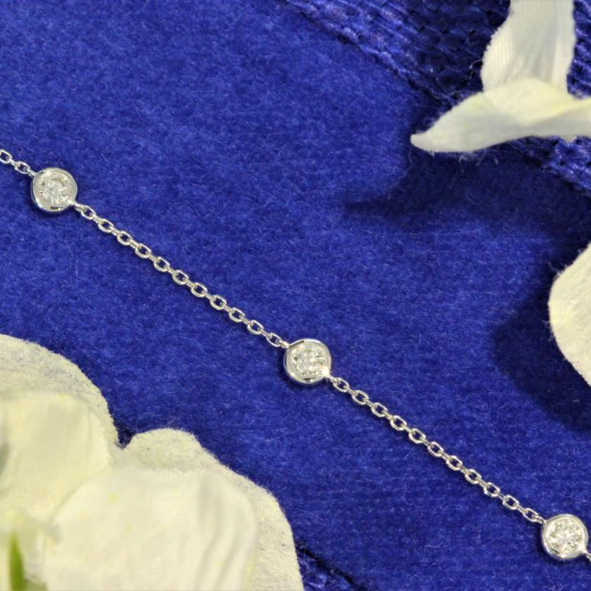 The 5 Stone Diamond Droplet Bracelet - White Gold
