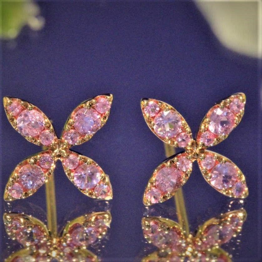 The Flora Stud Earrings - Pink Sapphire