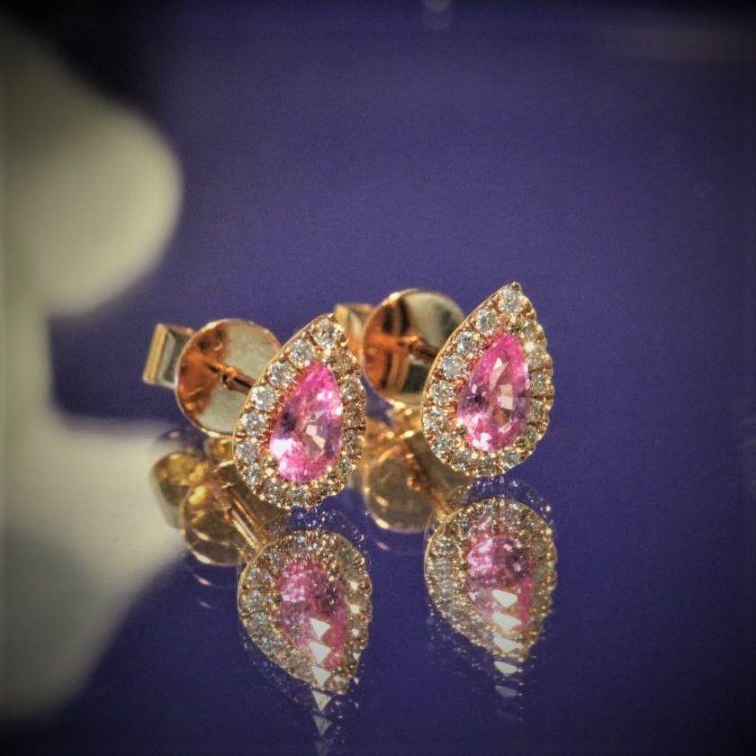 The Pear Pink Sapphire & Diamond Stud Earrings