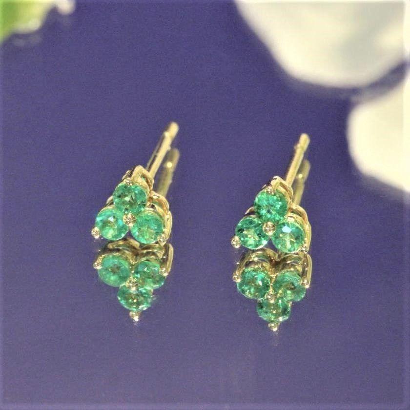 The Trio Stud Earring - Emerald
