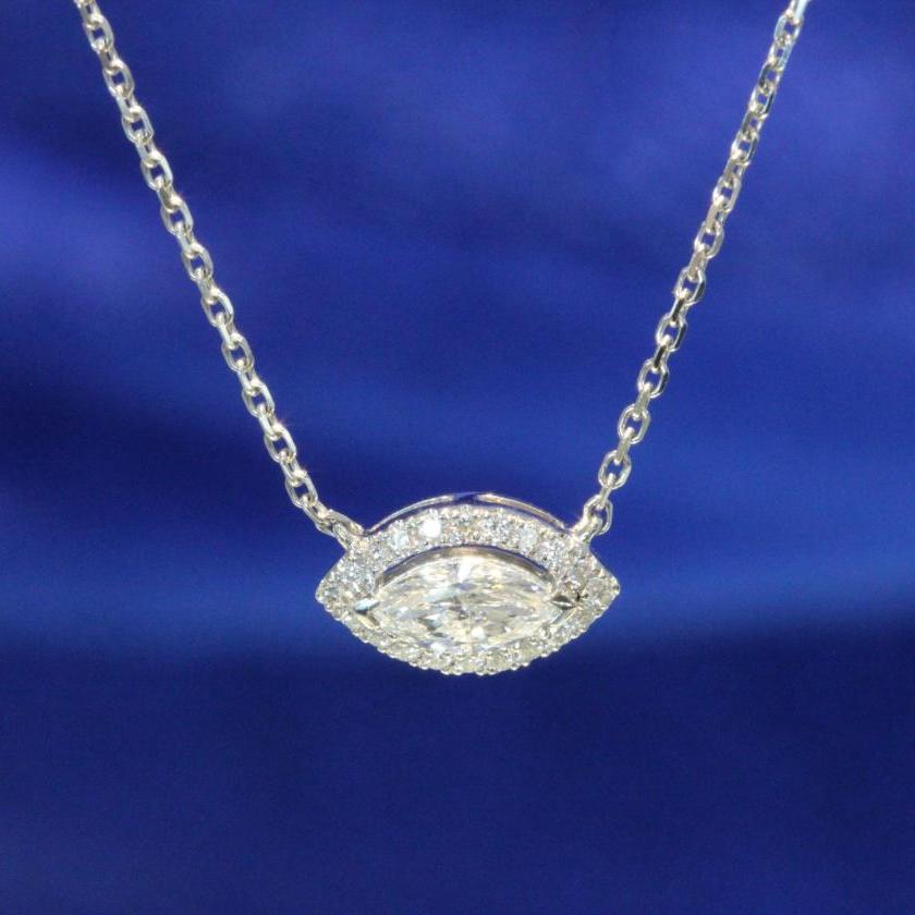 The Diamond Halo Pendant - Marquise