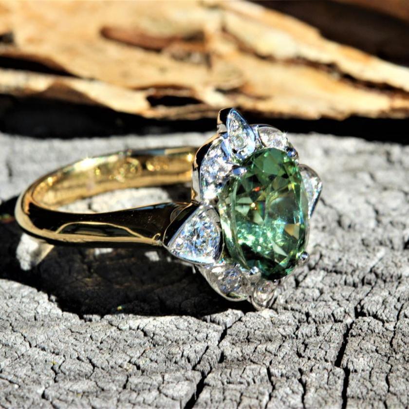 Green Tourmaline Diamond Ring Alternative Engagement Ring | Etsy |  Alternative diamond rings, Alternative engagement rings, Diamond ring