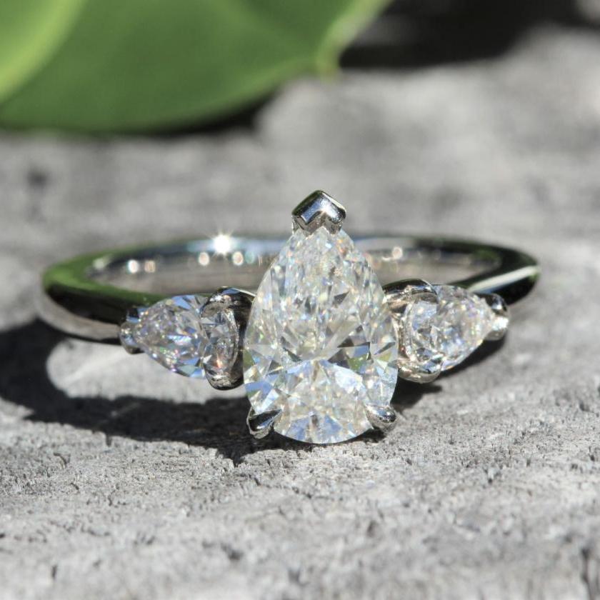 The Pear Diamond Trilogy Engagement Ring