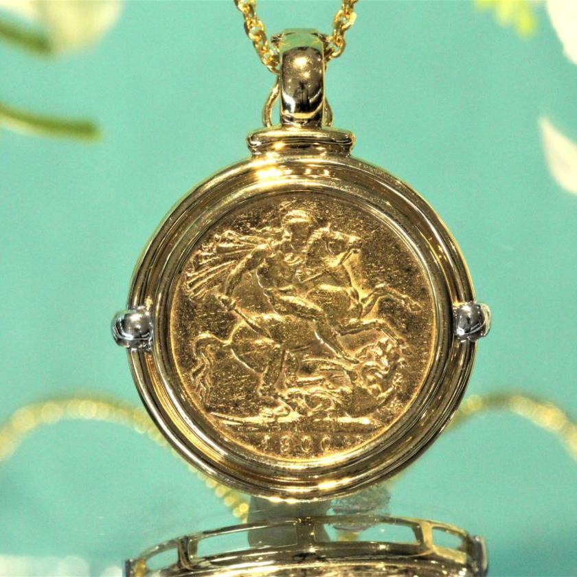 Cash Converters - Valued $1950 22CT & 9CT Yellow Gold Half Sovereign  Pendant Necklace