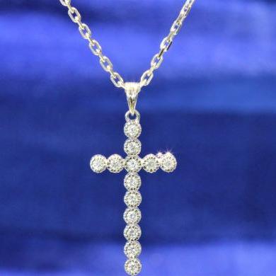 18ct White Gold Diamond Set Cross