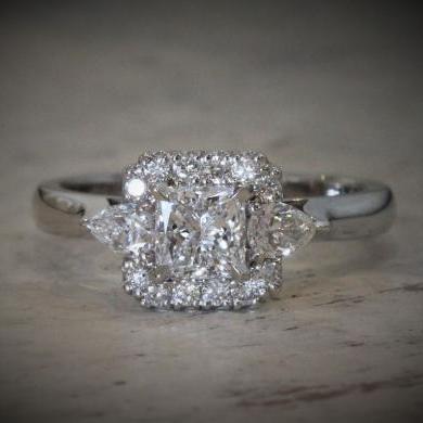 The Diamond Halo Engagement Ring - Princess/Pear