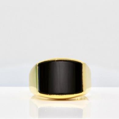 18ct Yellow Gold and Onyx Gents Dress Ring