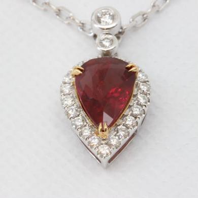 18ct White Gold Ruby Diamond Pendant