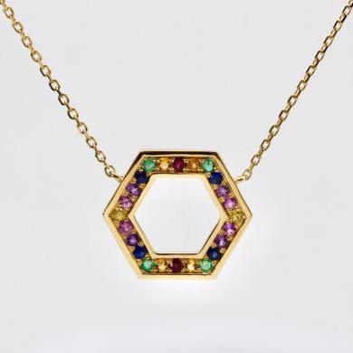 14ct Yellow Gold Multi Gem Necklet