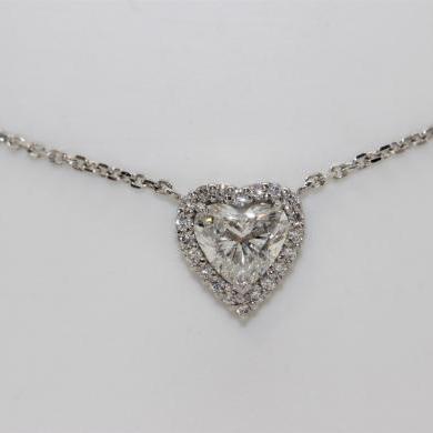 18ct White Gold Diamond Heart Halo Pendant