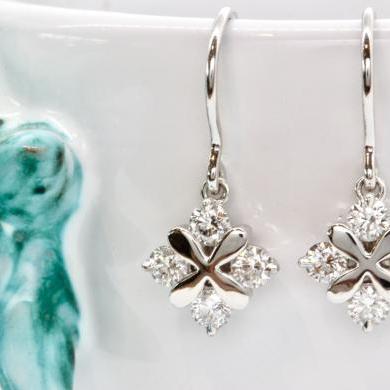 18ct White Gold Diamonds Set Drop Earrings