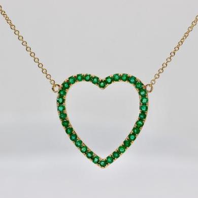 14ct Yellow Gold Emerald Heart Pendant