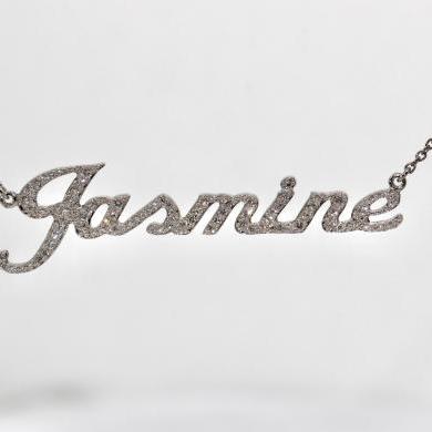 18ct White Gold Diamond Set Name Necklet