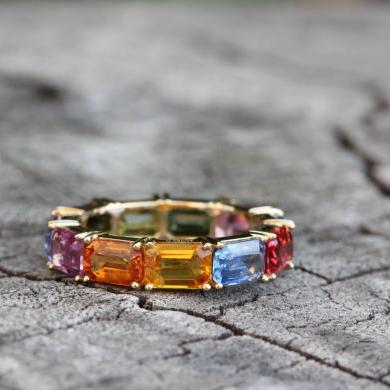 18ct Yellow Gold Multi Sapphire Full Eternity Ring