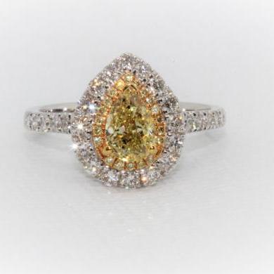 18ct White Gold Yellow and White Diamond Ring