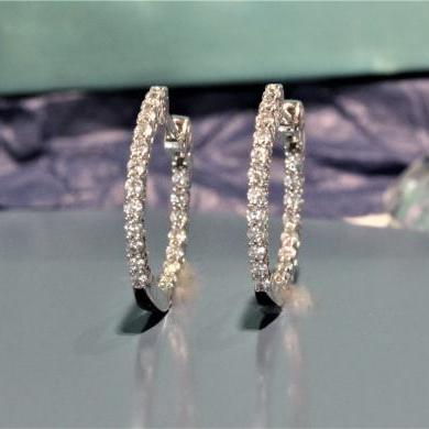 18ct White Gold Diamond Hoops