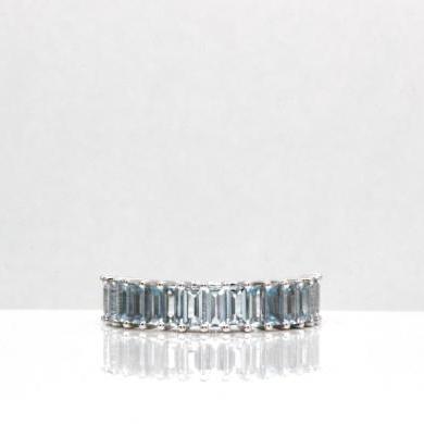 The White Gold & Aquamarine Half Eternity