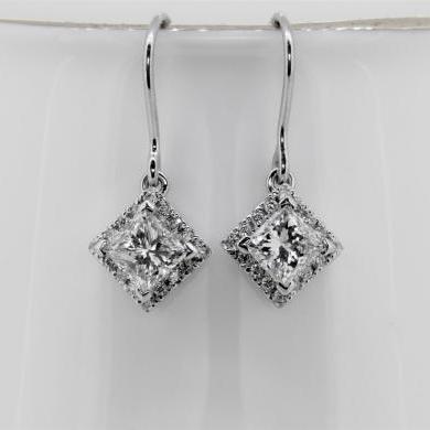 18ct White Gold Diamond Halo Earrings