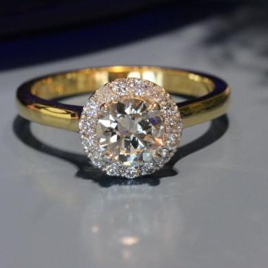 18ct Yellow and White Gold Diamond Halo Ring