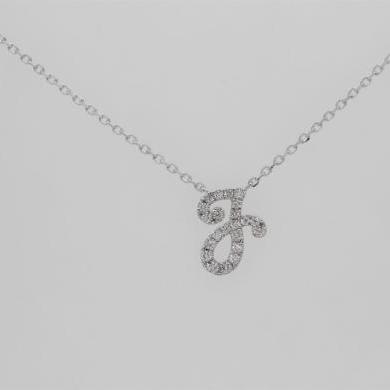 14ct White Gold Diamond Initial 'J' Pendant