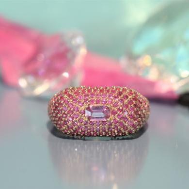 The Pink Sapphire Cluster Signet Ring