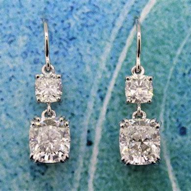 The Cushion Cut Diamond Drop Earrings