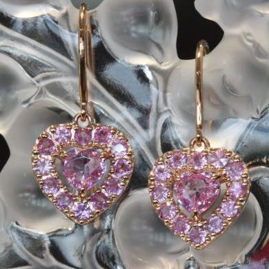 The Pink Sapphire Heart Earrings