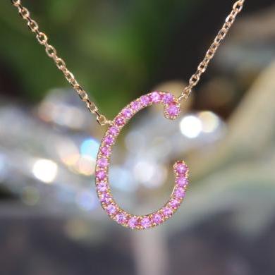 The Large Pink Sapphire Initial Pendant