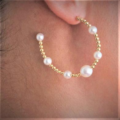 The Solstice Pearl Hoop Earring