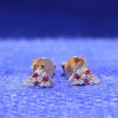 The Diamond & Ruby Slice Stud Earrings