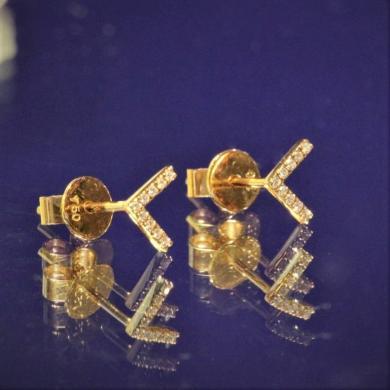 The Diamond Chevron Stud Earrings - Rose Gold