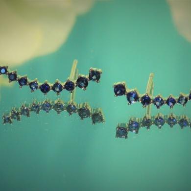 The Bow Stud Earrings - Blue Sapphire