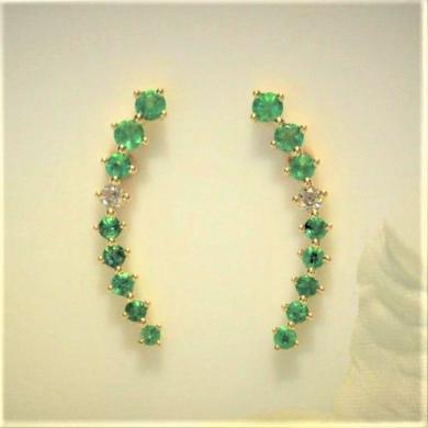 The Bow Stud Earrings - Emerald & Diamond