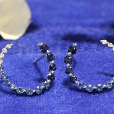 The Circuit Stud Earrings - Sapphire & Diamond