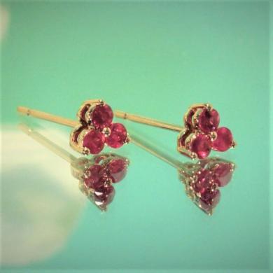 The Trio Stud Earring - Ruby