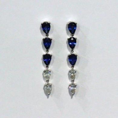 The Fancy Ceylon Sapphire & Diamond Drop Earrings