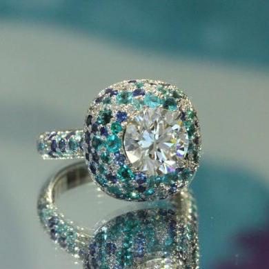 The Diamond Ceylon Sapphire & Paraiba Tourmaline Ring
